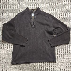 Columbia Men's Brown Sweater Quarter Zip Large Pullover Sweatshirt Top